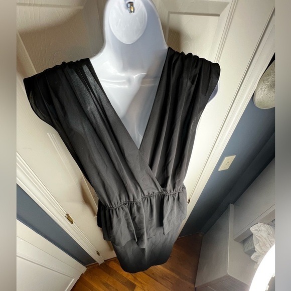 Vtg Pat Richards Womens Medium Black Peplum Cocktail Dress M V-Neck 6 8 - Picture 3 of 15